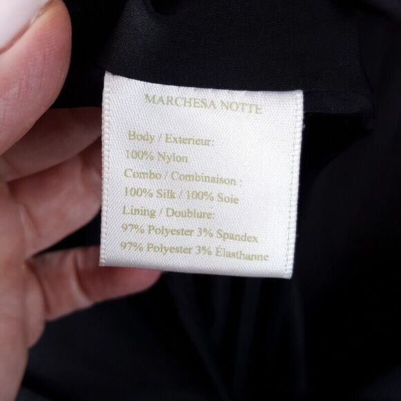 MARCHESA NOTTE Womens Sheath Dress Small Black Strapless Floral Lace Beaded Silk - Picture 9 of 13